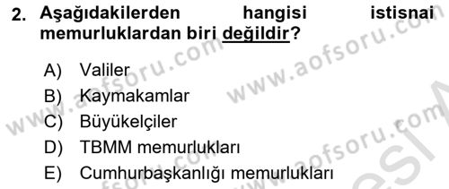 İdare Hukukuna Giriş Dersi 2022 - 2023 Yılı Yaz Okulu Sınav Soruları 2. Soru