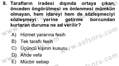 İdare Hukukuna Giriş Dersi 2022 - 2023 Yılı Yaz Okulu Sınav Soruları 8. Soru