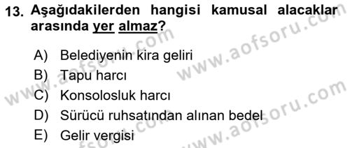 İdare Hukukuna Giriş Dersi 2023 - 2024 Yılı (Vize) Ara Sınav Soruları 13. Soru