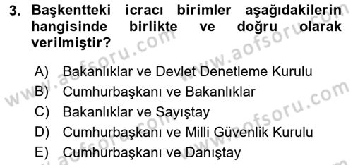 İdare Hukukuna Giriş Dersi Ara Sınavı Deneme Sınav Soruları 3. Soru
