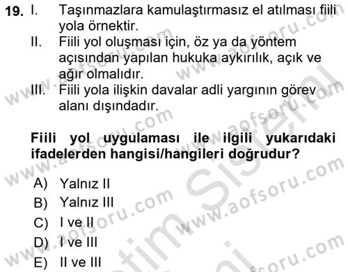 İdare Hukukuna Giriş Dersi 2023 - 2024 Yılı (Final) Dönem Sonu Sınav Soruları 19. Soru