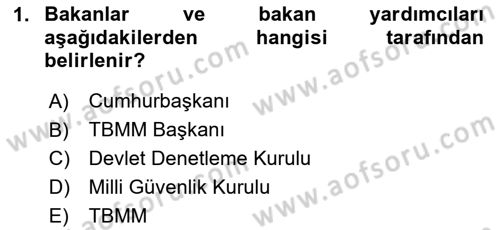 İdare Hukukuna Giriş Dersi 2024 - 2025 Yılı (Vize) Ara Sınav Soruları 1. Soru