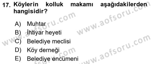 İdare Hukukuna Giriş Dersi Dönem Sonu Sınavı Deneme Sınav Soruları 17. Soru