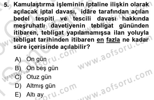 İdare Hukukuna Giriş Dersi 2024 - 2025 Yılı (Final) Dönem Sonu Sınav Soruları 5. Soru