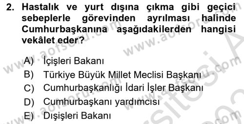 İdare Hukukuna Giriş Dersi 2025 - 2026 Yılı (Vize) Ara Sınav Soruları 2. Soru