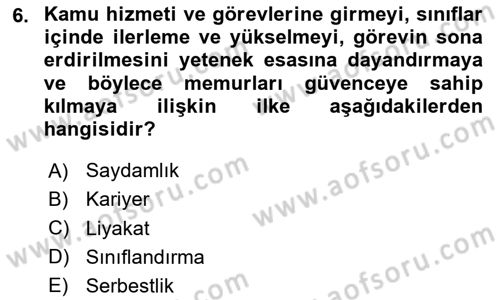 İdare Hukukuna Giriş Dersi 2025 - 2026 Yılı (Vize) Ara Sınav Soruları 6. Soru