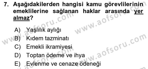 İdare Hukukuna Giriş Dersi 2025 - 2026 Yılı (Vize) Ara Sınav Soruları 7. Soru