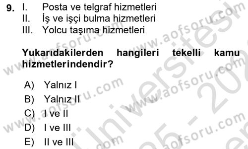 İdare Hukukuna Giriş Dersi 2025 - 2026 Yılı (Final) Dönem Sonu Sınav Soruları 9. Soru