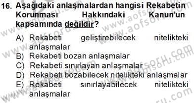İşletme Hukuku Dersi 2013 - 2014 Yılı Tek Ders Sınav Soruları 16. Soru