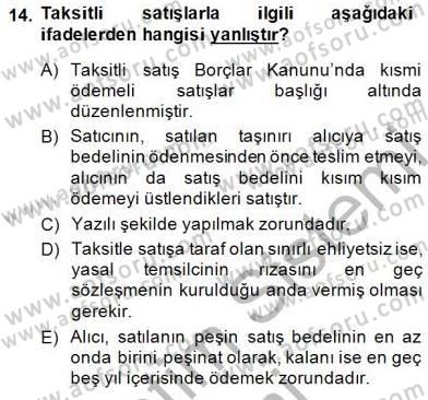 İşletme Hukuku Dersi 2014 - 2015 Yılı (Vize) Ara Sınav Soruları 14. Soru