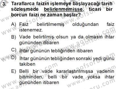İşletme Hukuku Dersi 2014 - 2015 Yılı (Vize) Ara Sınav Soruları 3. Soru