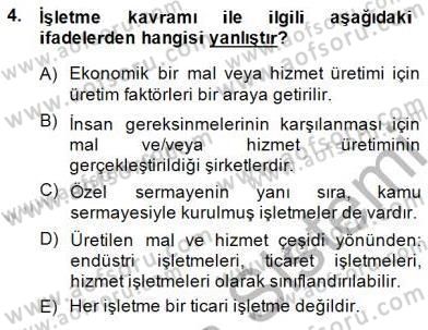 İşletme Hukuku Dersi 2014 - 2015 Yılı (Vize) Ara Sınav Soruları 4. Soru