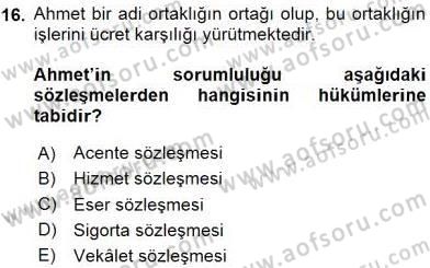 İşletme Hukuku Dersi 2015 - 2016 Yılı (Vize) Ara Sınav Soruları 16. Soru