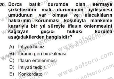 İşletme Hukuku Dersi 2015 - 2016 Yılı (Final) Dönem Sonu Sınav Soruları 20. Soru