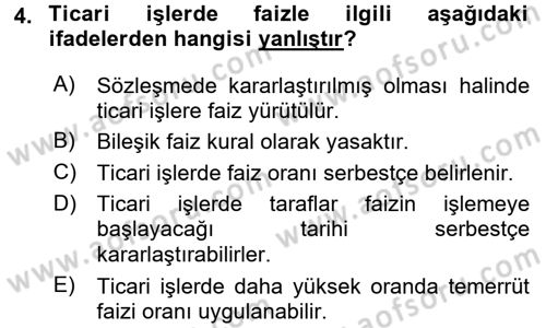 İşletme Hukuku Dersi 2017 - 2018 Yılı (Vize) Ara Sınav Soruları 4. Soru
