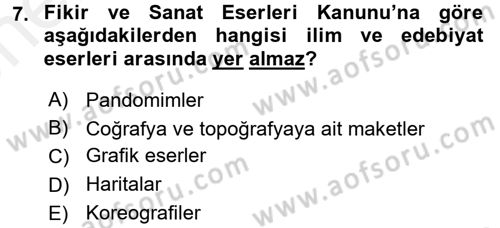 İşletme Hukuku Dersi 2017 - 2018 Yılı (Vize) Ara Sınav Soruları 7. Soru