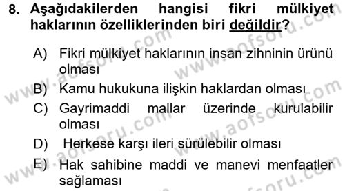 İşletme Hukuku Dersi 2017 - 2018 Yılı (Vize) Ara Sınav Soruları 8. Soru