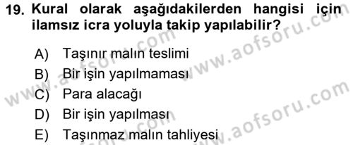 İşletme Hukuku Dersi 2017 - 2018 Yılı (Final) Dönem Sonu Sınav Soruları 19. Soru
