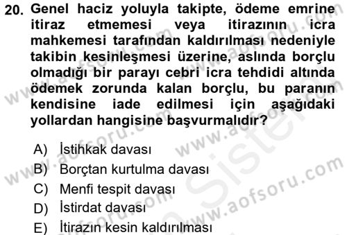 İşletme Hukuku Dersi 2017 - 2018 Yılı (Final) Dönem Sonu Sınav Soruları 20. Soru