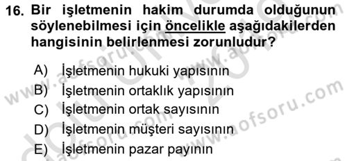 İşletme Hukuku Dersi 2018 - 2019 Yılı 3 Ders Sınav Soruları 16. Soru