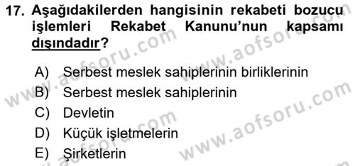 İşletme Hukuku Dersi 2018 - 2019 Yılı 3 Ders Sınav Soruları 17. Soru