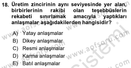 İşletme Hukuku Dersi 2018 - 2019 Yılı 3 Ders Sınav Soruları 18. Soru