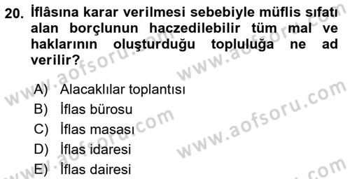 İşletme Hukuku Dersi 2018 - 2019 Yılı 3 Ders Sınav Soruları 20. Soru