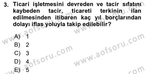 İşletme Hukuku Dersi 2018 - 2019 Yılı 3 Ders Sınav Soruları 3. Soru