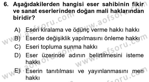 İşletme Hukuku Dersi 2018 - 2019 Yılı 3 Ders Sınav Soruları 6. Soru