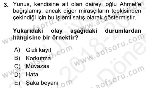 İşletme Hukuku Dersi 2018 - 2019 Yılı (Final) Dönem Sonu Sınav Soruları 3. Soru