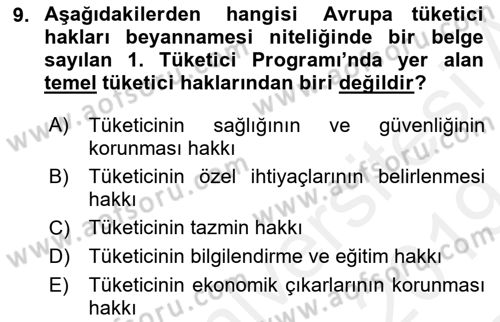 İşletme Hukuku Dersi 2018 - 2019 Yılı (Final) Dönem Sonu Sınav Soruları 9. Soru