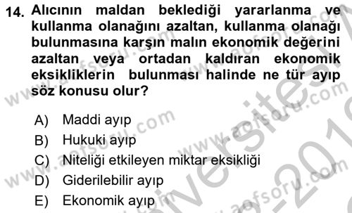 İşletme Hukuku Dersi 2018 - 2019 Yılı Yaz Okulu Sınav Soruları 14. Soru