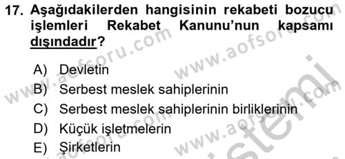 İşletme Hukuku Dersi 2018 - 2019 Yılı Yaz Okulu Sınav Soruları 17. Soru