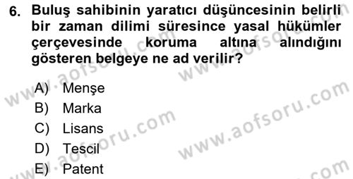 İşletme Hukuku Dersi 2018 - 2019 Yılı Yaz Okulu Sınav Soruları 6. Soru