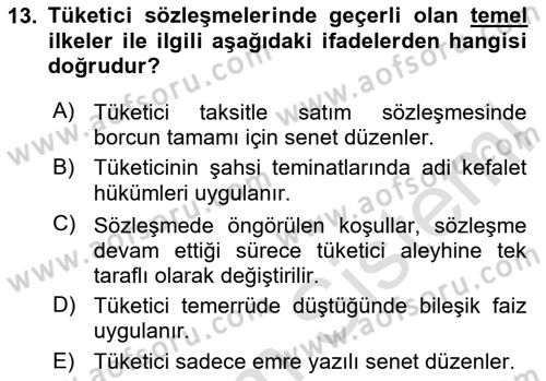 İşletme Hukuku Dersi 2020 - 2021 Yılı Yaz Okulu Sınav Soruları 13. Soru