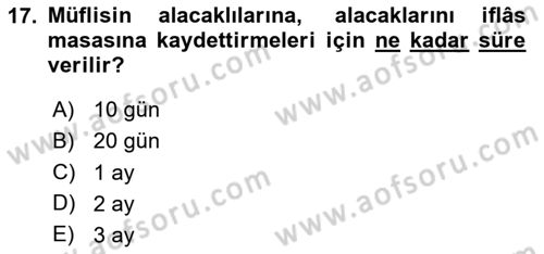 İşletme Hukuku Dersi 2020 - 2021 Yılı Yaz Okulu Sınav Soruları 17. Soru