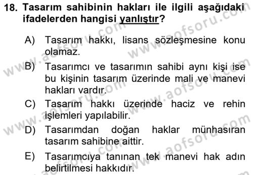 İşletme Hukuku Dersi 2020 - 2021 Yılı Yaz Okulu Sınav Soruları 18. Soru