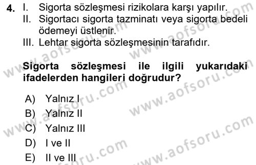 İşletme Hukuku Dersi 2020 - 2021 Yılı Yaz Okulu Sınav Soruları 4. Soru