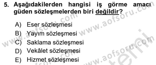 İşletme Hukuku Dersi 2020 - 2021 Yılı Yaz Okulu Sınav Soruları 5. Soru