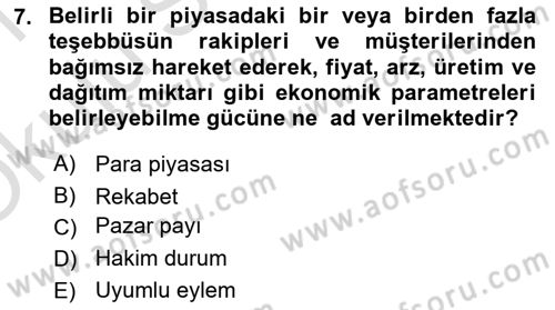 İşletme Hukuku Dersi 2020 - 2021 Yılı Yaz Okulu Sınav Soruları 7. Soru