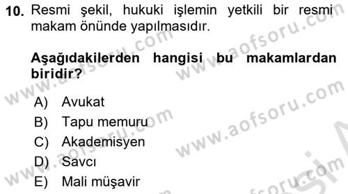 İşletme Hukuku Dersi 2021 - 2022 Yılı (Vize) Ara Sınav Soruları 10. Soru