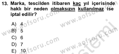 İşletme Hukuku Dersi 2021 - 2022 Yılı (Vize) Ara Sınav Soruları 13. Soru