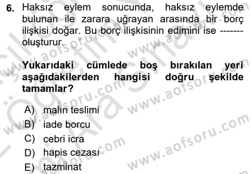 İşletme Hukuku Dersi 2021 - 2022 Yılı (Vize) Ara Sınav Soruları 6. Soru
