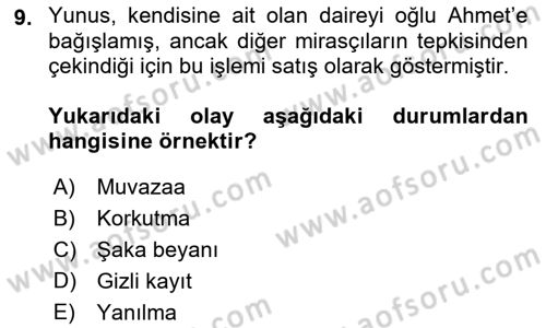 İşletme Hukuku Dersi 2021 - 2022 Yılı (Vize) Ara Sınav Soruları 9. Soru