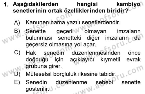 İşletme Hukuku Dersi 2021 - 2022 Yılı (Final) Dönem Sonu Sınav Soruları 1. Soru