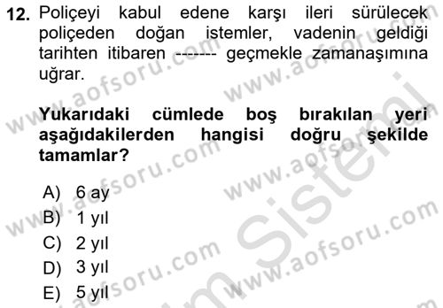 İşletme Hukuku Dersi 2021 - 2022 Yılı (Final) Dönem Sonu Sınav Soruları 12. Soru
