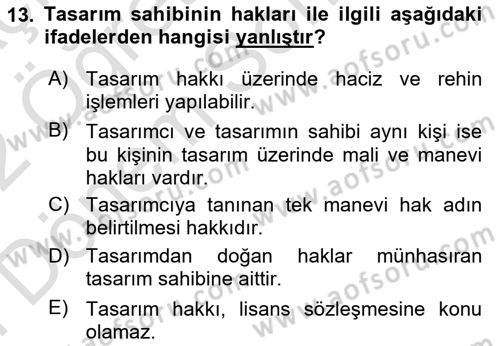 İşletme Hukuku Dersi 2021 - 2022 Yılı (Final) Dönem Sonu Sınav Soruları 13. Soru