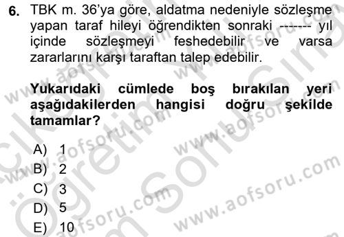 İşletme Hukuku Dersi 2021 - 2022 Yılı (Final) Dönem Sonu Sınav Soruları 6. Soru
