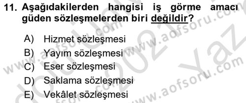 İşletme Hukuku Dersi 2021 - 2022 Yılı Yaz Okulu Sınav Soruları 11. Soru
