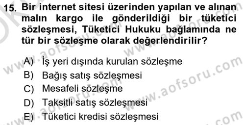 İşletme Hukuku Dersi 2021 - 2022 Yılı Yaz Okulu Sınav Soruları 15. Soru